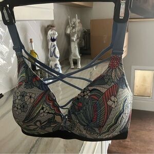 Victoria's Sport - Bra with Blue and Floral Design 36DD
